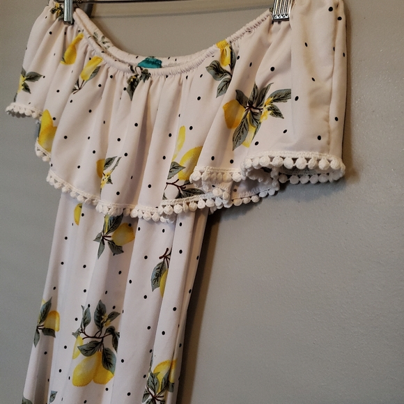 Ocean Pacific Lemon/White Off-Shoulder 🍋 Dress - Size M - Picture 5 of 9